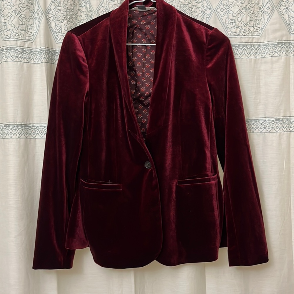 Maroon velvet blazer